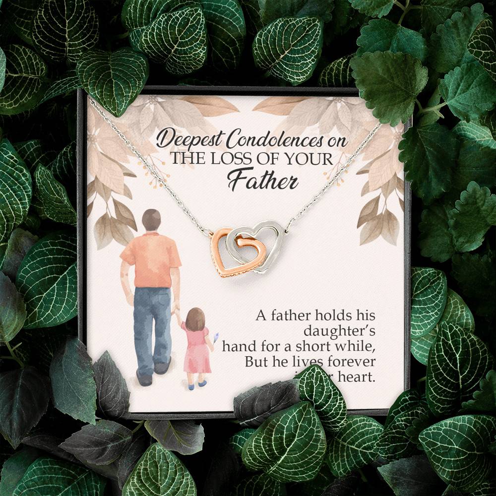 Dad Memorial a Father Holds His Daughter's Hand for a Short While Interlocking Heart Pendant Necklace