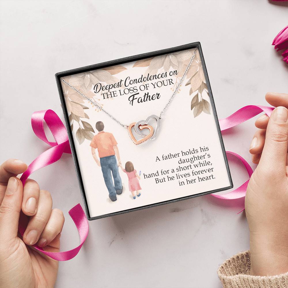 Dad Memorial a Father Holds His Daughter's Hand for a Short While Interlocking Heart Pendant Necklace