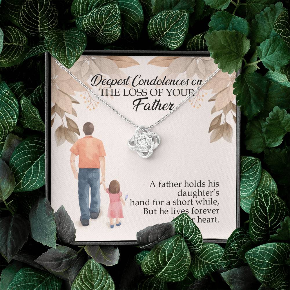 Dad Memorial a Father Holds His Daughter's Hand for a Short While Love Knot Pendant Necklace