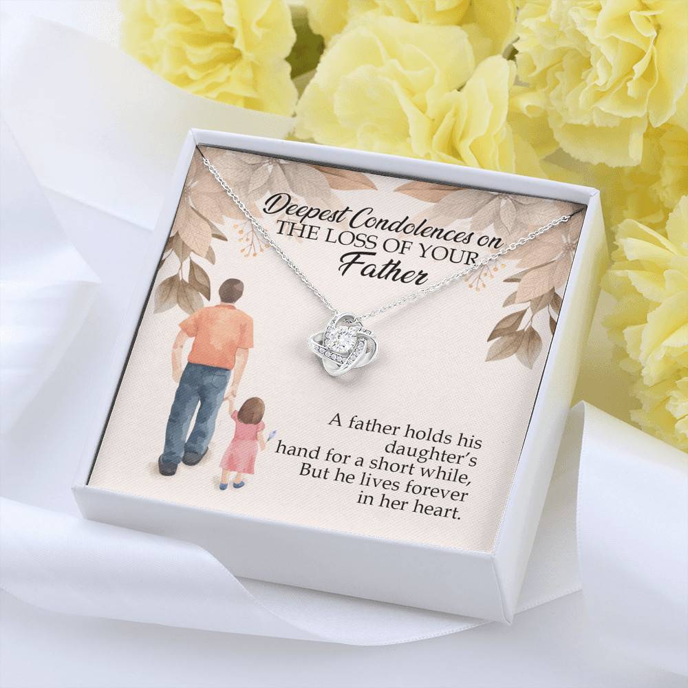 Dad Memorial a Father Holds His Daughter's Hand for a Short While Love Knot Pendant Necklace