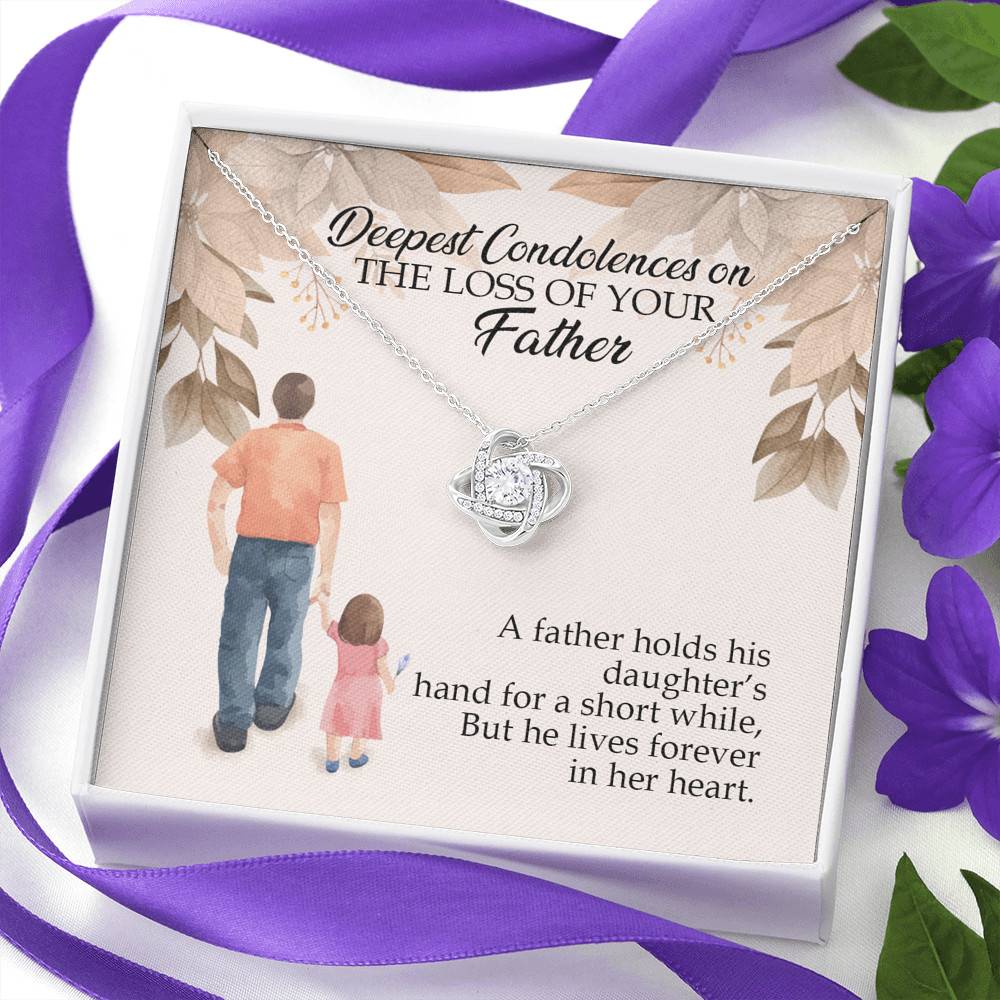 Dad Memorial a Father Holds His Daughter's Hand for a Short While Love Knot Pendant Necklace