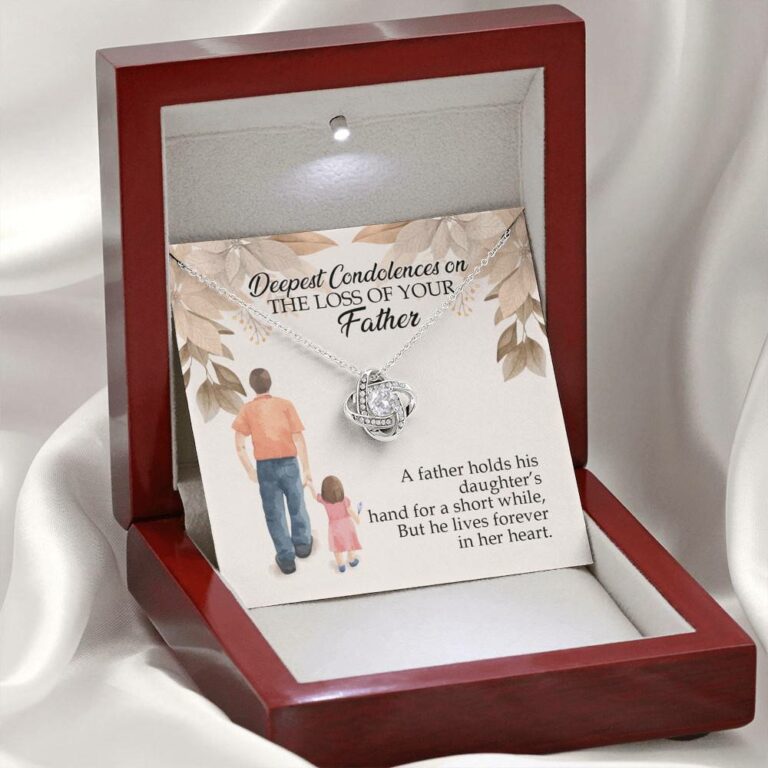 Dad Memorial a Father Holds His Daughter's Hand for a Short While Love Knot Pendant Necklace
