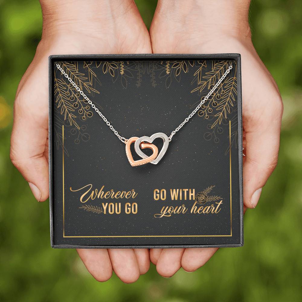 Graduation Gift for Daughter Wherever You Go Go with Your Heart Interlocking Heart Pendant Necklace Graduation Gift for Daughter Wherever You Go Go with Your Heart Interlocking Heart Pendant Necklace