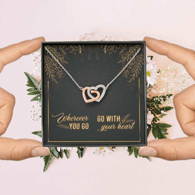 Graduation Gift for Daughter Wherever You Go Go with Your Heart Interlocking Heart Pendant Necklace
