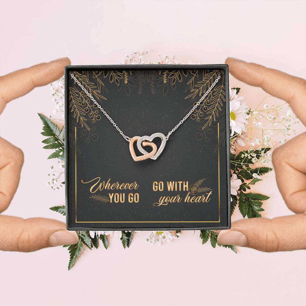 Graduation Gift for Daughter Wherever You Go Go with Your Heart Interlocking Heart Pendant Necklace Graduation Gift for Daughter Wherever You Go Go with Your Heart Interlocking Heart Pendant Necklace