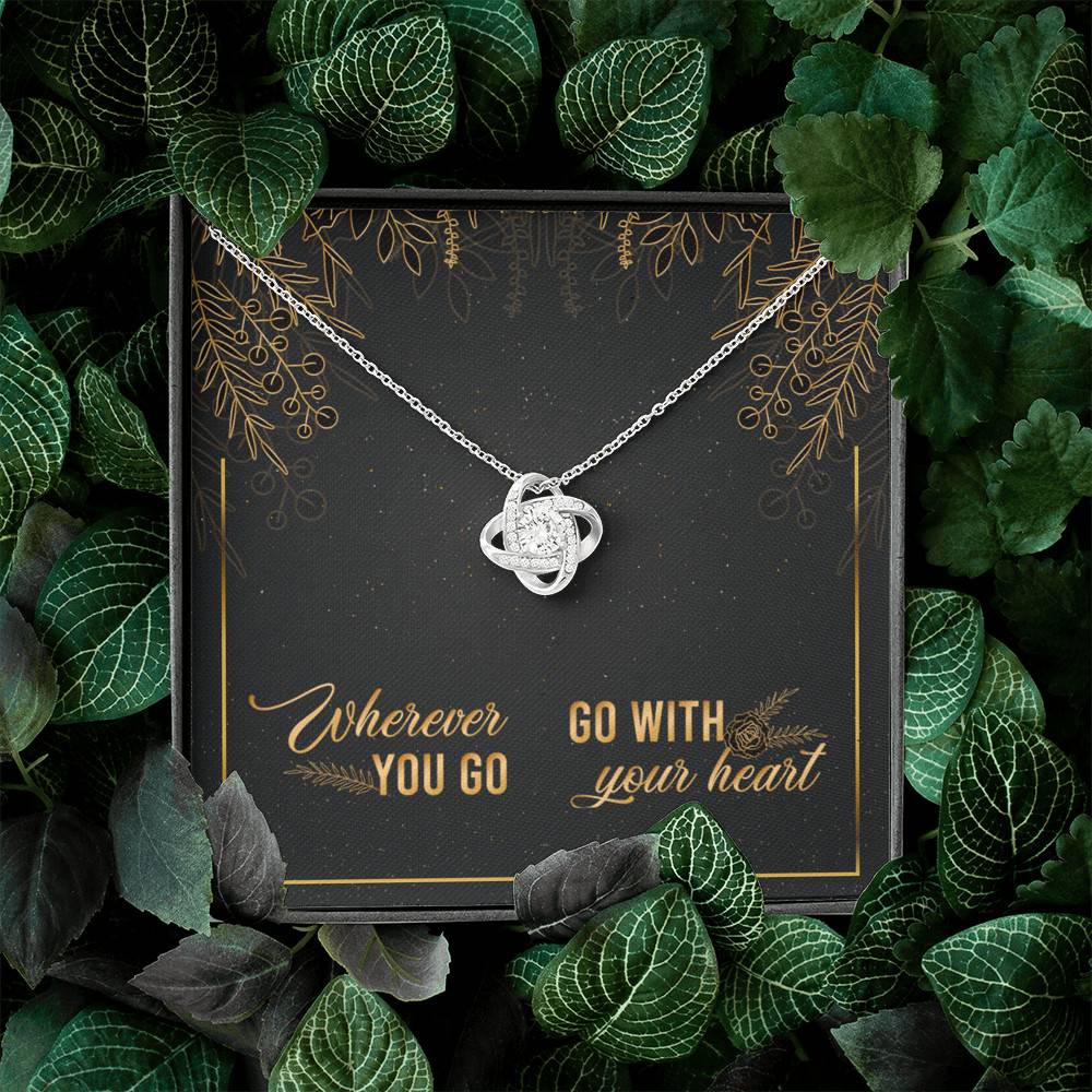 Graduation Gift for Daughter Wherever You Go Go with Your Heart Love Knot Pendant Necklace Graduation Gift for Daughter Wherever You Go Go with Your Heart Love Knot Pendant Necklace
