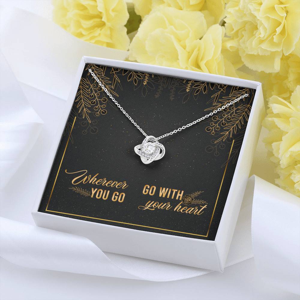 Graduation Gift for Daughter Wherever You Go Go with Your Heart Love Knot Pendant Necklace Graduation Gift for Daughter Wherever You Go Go with Your Heart Love Knot Pendant Necklace