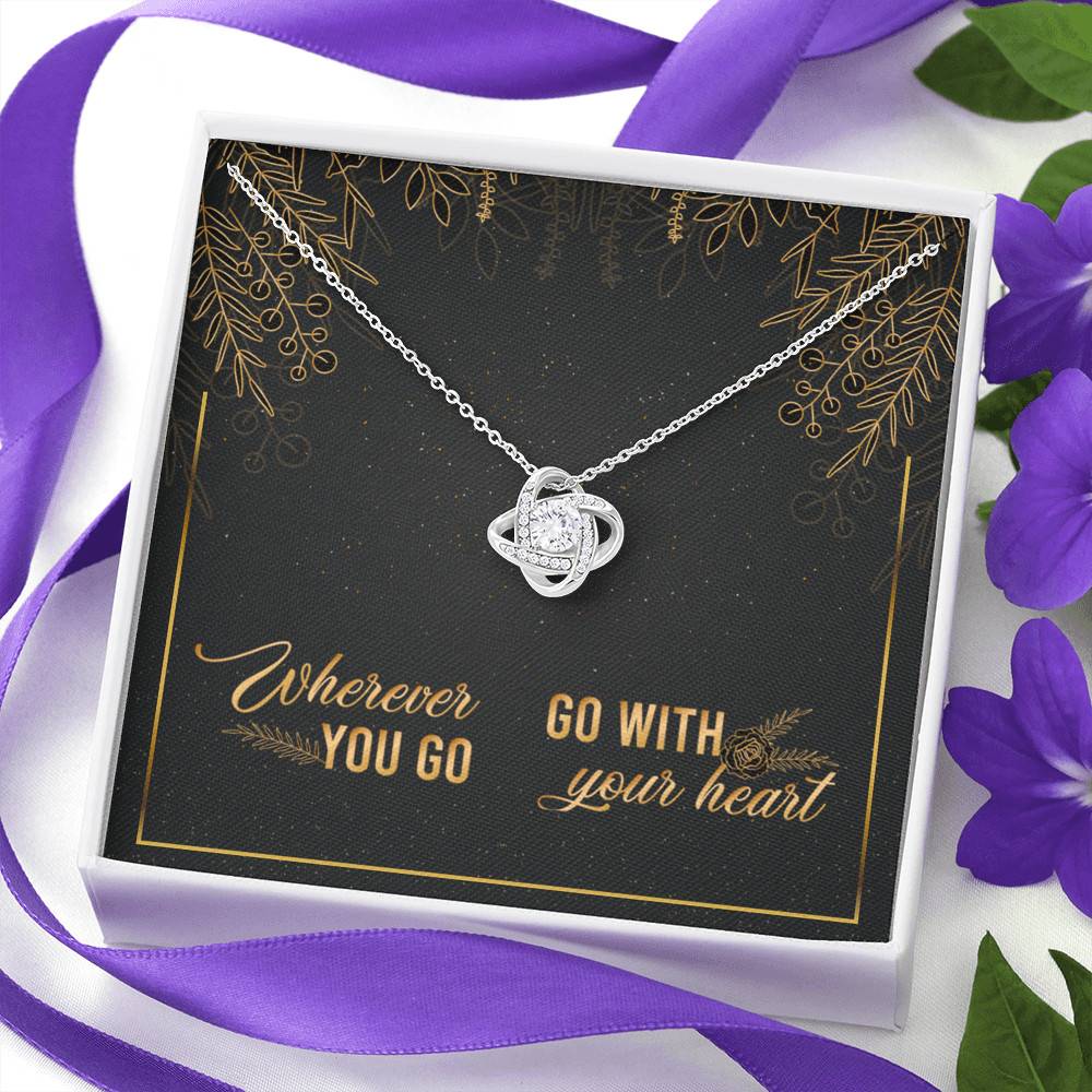 Graduation Gift for Daughter Wherever You Go Go with Your Heart Love Knot Pendant Necklace Graduation Gift for Daughter Wherever You Go Go with Your Heart Love Knot Pendant Necklace