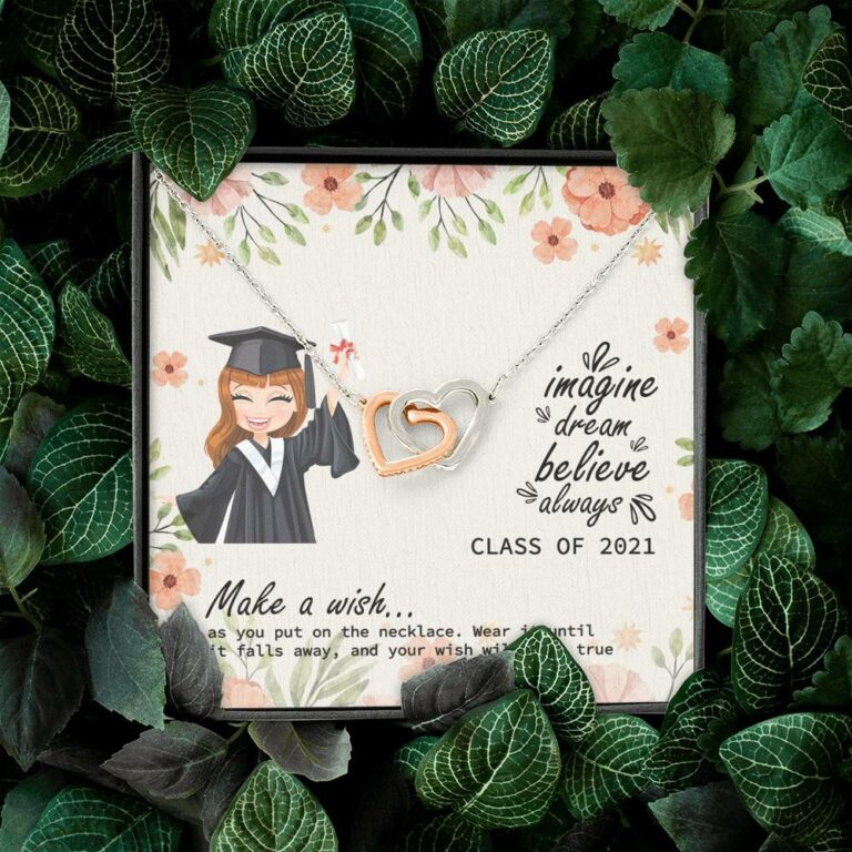 Graduation Gift Class of 2021 Make a Wish and Put on Your Necklace Interlocking Heart Pendant Necklace