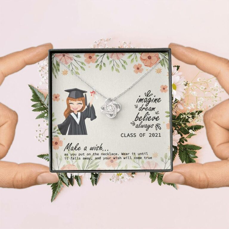 Graduation Gift Class of 2021 Make a Wish and Put on Your Necklace Love Knot Pendant Necklace
