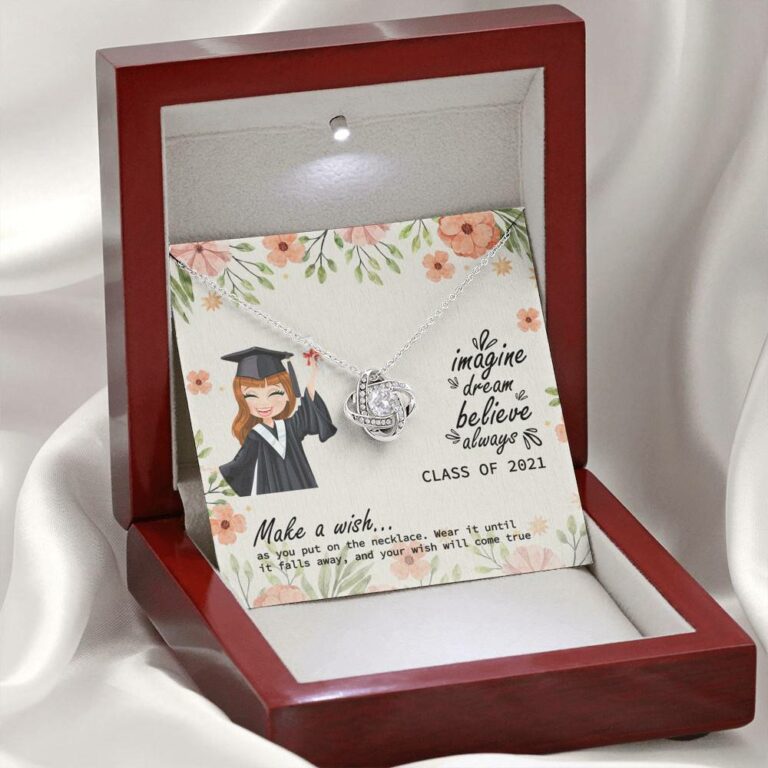 Graduation Gift Class of 2021 Make a Wish and Put on Your Necklace Love Knot Pendant Necklace