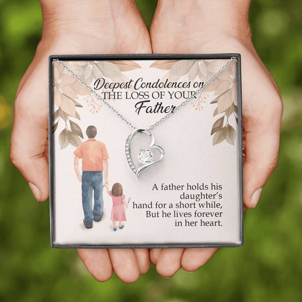 Dad Memorial a Father Holds His Daughter's Hand for a Short While Forever Love Pendant Necklace