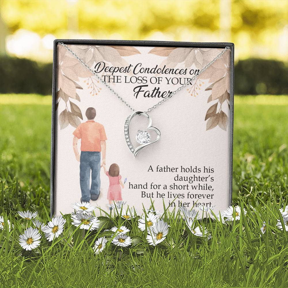Dad Memorial a Father Holds His Daughter's Hand for a Short While Forever Love Pendant Necklace