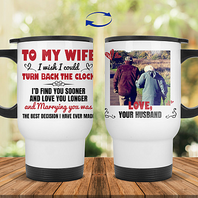 14 oz. White Travel Mug