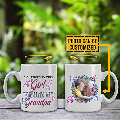 Alternative view of Personalized Photo So There Is This Girl Who Kinda Stole My Heart She Calls Me Grandpa Ceramic Coffee Mug