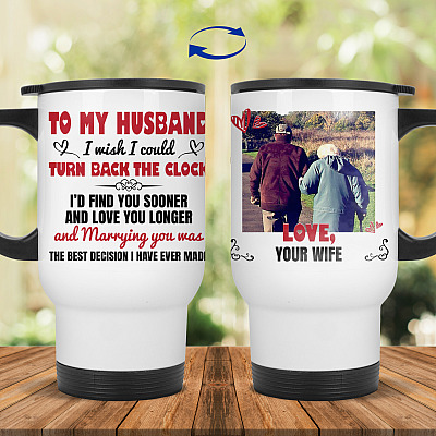 14 oz. White Travel Mug