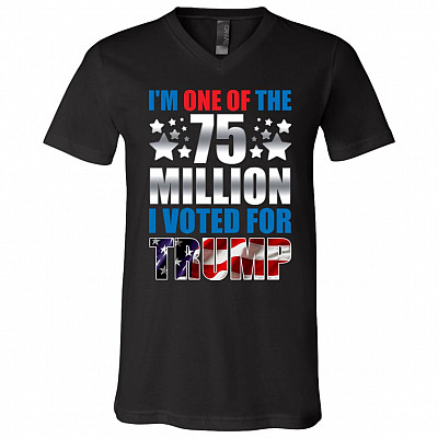 trump tee, Black, V-Neck T-Shirt