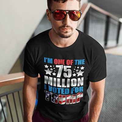 Alternative view of I'm One of the 75 Million I Voted for Trump T-Shirt - V-Neck Shirt