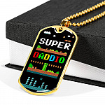 Super Daddio Dog Tag Pendant Necklace - Funny Gaming Dad Gift Super Daddio Dog Tag Pendant Necklace - Funny Gaming Dad Gift