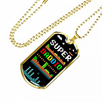 Super Daddio Dog Tag Pendant Necklace - Funny Gaming Dad Gift Super Daddio Dog Tag Pendant Necklace - Funny Gaming Dad Gift