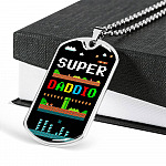Super Daddio Dog Tag Pendant Necklace - Funny Gaming Dad Gift Super Daddio Dog Tag Pendant Necklace - Funny Gaming Dad Gift