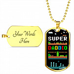 Super Daddio Dog Tag Pendant Necklace - Funny Gaming Dad Gift Super Daddio Dog Tag Pendant Necklace - Funny Gaming Dad Gift