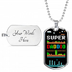 Super Daddio Dog Tag Pendant Necklace - Funny Gaming Dad Gift Super Daddio Dog Tag Pendant Necklace - Funny Gaming Dad Gift