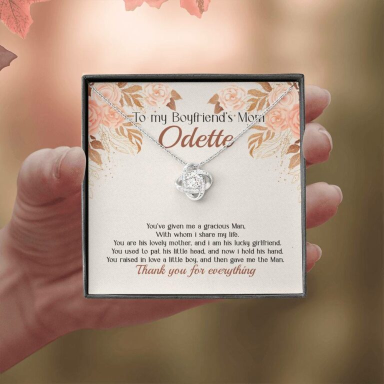 Personalized to My Boyfriend's Mom You've Given A Gracious Man Love Knot Pendant Necklace