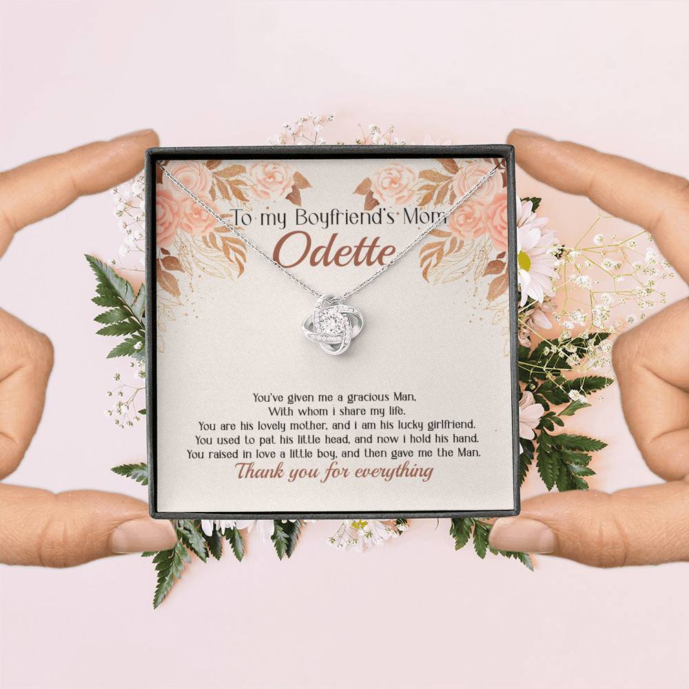 Personalized to My Boyfriend's Mom You've Given A Gracious Man Love Knot Pendant Necklace