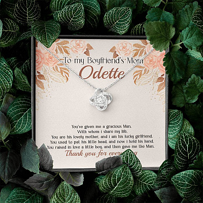 Personalized to My Boyfriend's Mom You've Given A Gracious Man Love Knot Pendant Necklace