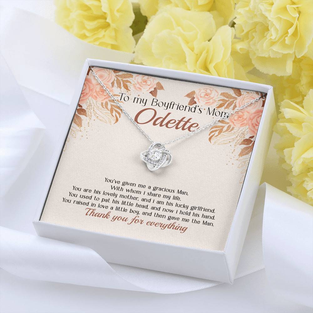 Personalized to My Boyfriend's Mom You've Given A Gracious Man Love Knot Pendant Necklace
