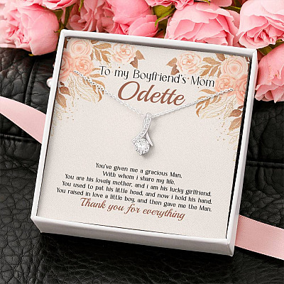 Personalized to My Boyfriend's Mom You've Given A Gracious Man Love Knot Pendant Necklace