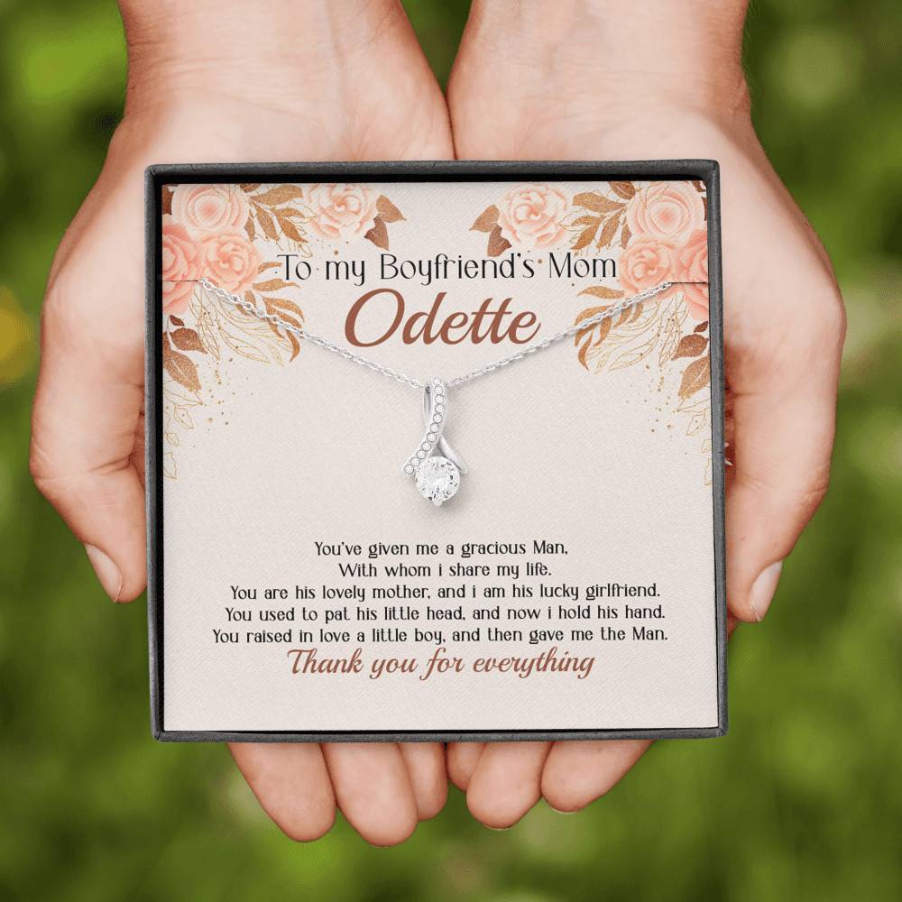 Personalized to My Boyfriend's Mom You've Given A Gracious Man Love Knot Pendant Necklace