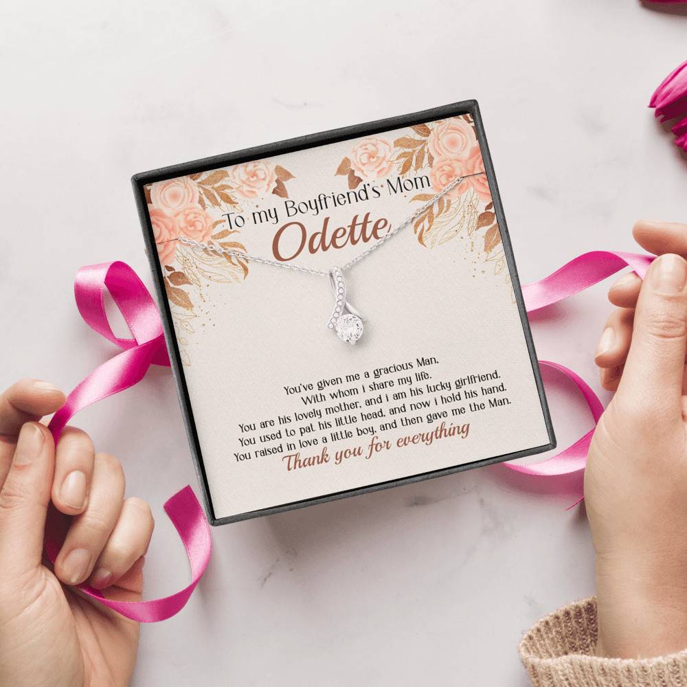 Personalized to My Boyfriend's Mom You've Given A Gracious Man Love Knot Pendant Necklace