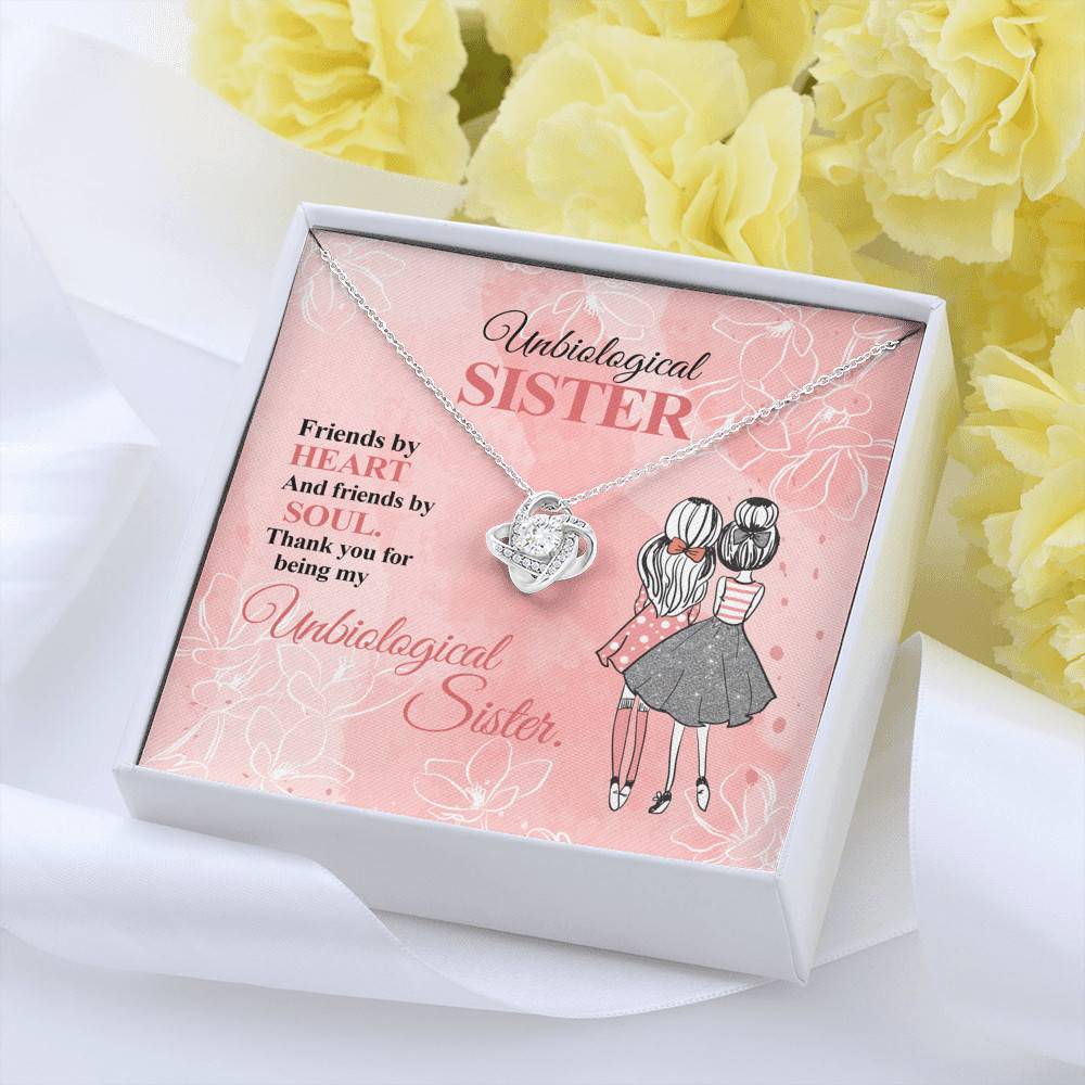 Unbiological Sister Friends by Heart and Friends by Soul Friendship Love Knot Pendant Necklace Unbiological Sister Friends by Heart and Friends by Soul Friendship Love Knot Pendant Necklace