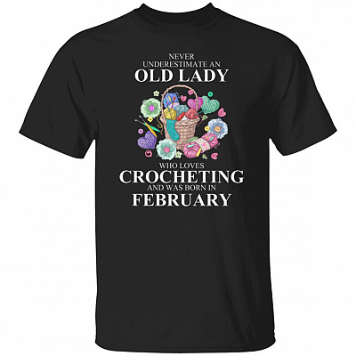 Old Lady February Shirt, Black, Unisex T-Shirt