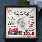 To My Gorgeous Wife When I Tell You I Love You I Don't Say It Out Of Habit Love Your Trucker Double Hearts Necklace