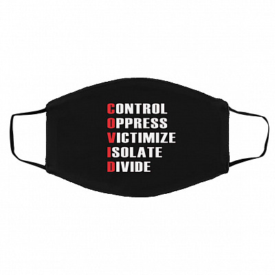 C-O-V-I-D Mask, Black, Cloth Face Cover – Medium/Large