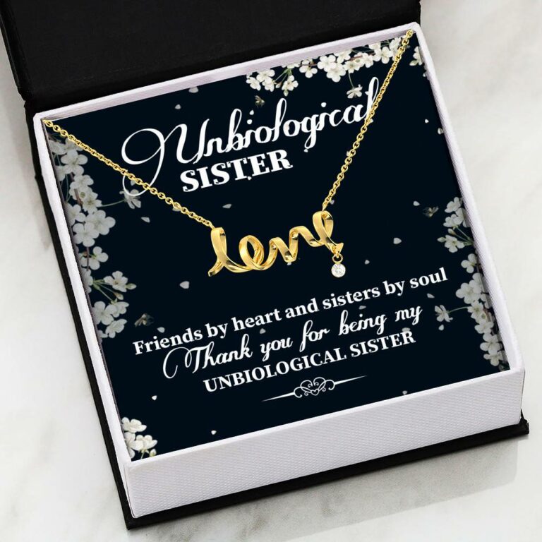 Unbiological Sister Friends By Heart And Sisters By Soul Scripted Love Necklace - Bestie Gifts for Women Jewelry