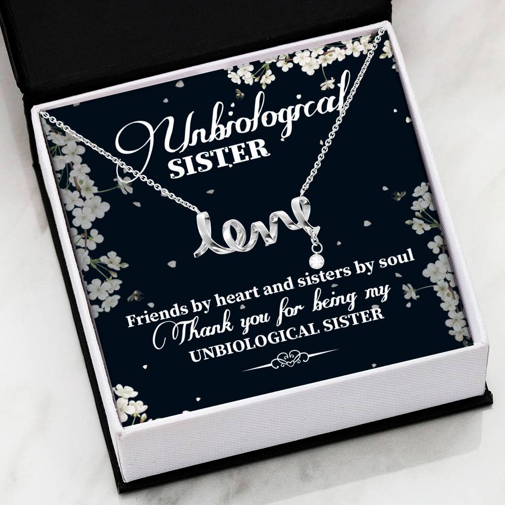Unbiological Sister Friends By Heart And Sisters By Soul Scripted Love Necklace - Bestie Gifts for Women Jewelry Unbiological Sister Friends By Heart And Sisters By Soul Scripted Love Necklace - Bestie Gifts for Women Jewelry