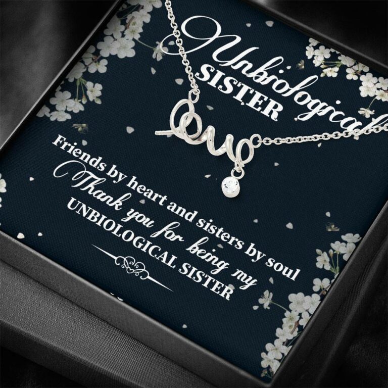 Unbiological Sister Friends By Heart And Sisters By Soul Scripted Love Necklace - Bestie Gifts for Women Jewelry