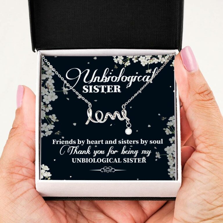 Unbiological Sister Friends By Heart And Sisters By Soul Scripted Love Necklace - Bestie Gifts for Women Jewelry