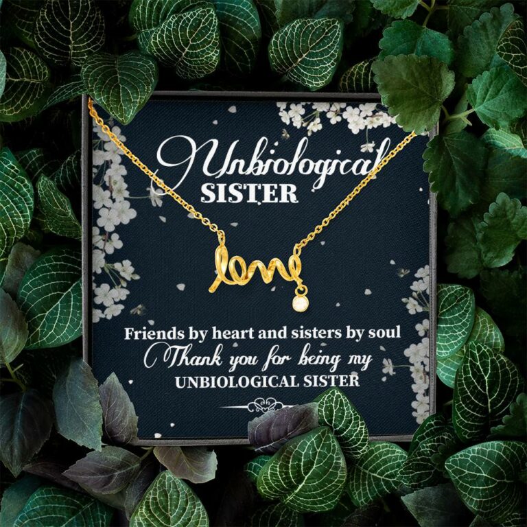 Unbiological Sister Friends By Heart And Sisters By Soul Scripted Love Necklace - Bestie Gifts for Women Jewelry