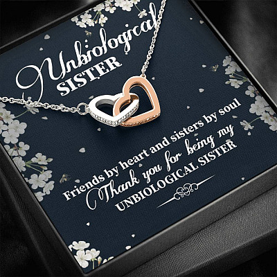 Unbiological Sister Friends By Heart And Sisters By Soul Interlocking Hearts Pendant Necklace - Bestie Gifts Jewelry