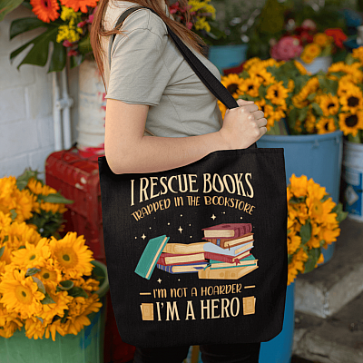 Alternative view of I Rescue Books Trapped In The Bookstore I'm Not A Hoarder I'm A Hero All Over Print Tote - Shoulder Bag