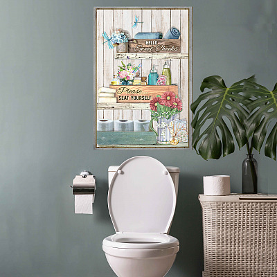 Hello Sweet Cheeks Please Seat Yourself Funny Bathroom Toilet Wrapped Framed Canvas Prints - Unframed Poster