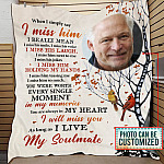 Personalized Photo When I Simply Say I Miss Him I Really Mean I Miss His Smile Fleece Blanket-Sherpa Blanket