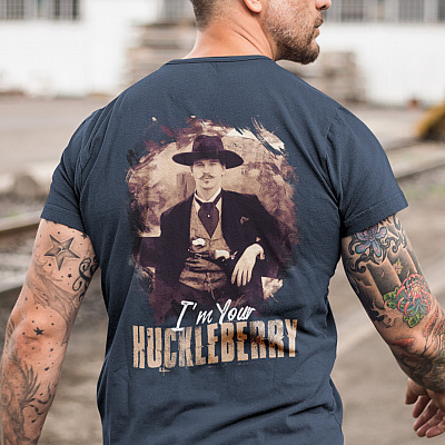 Alternative view of I'm Your Huckleberry Doc Holliday T Shirt - Tombstone Western Cowboy Movie Shirt - Print On Back T-shirt