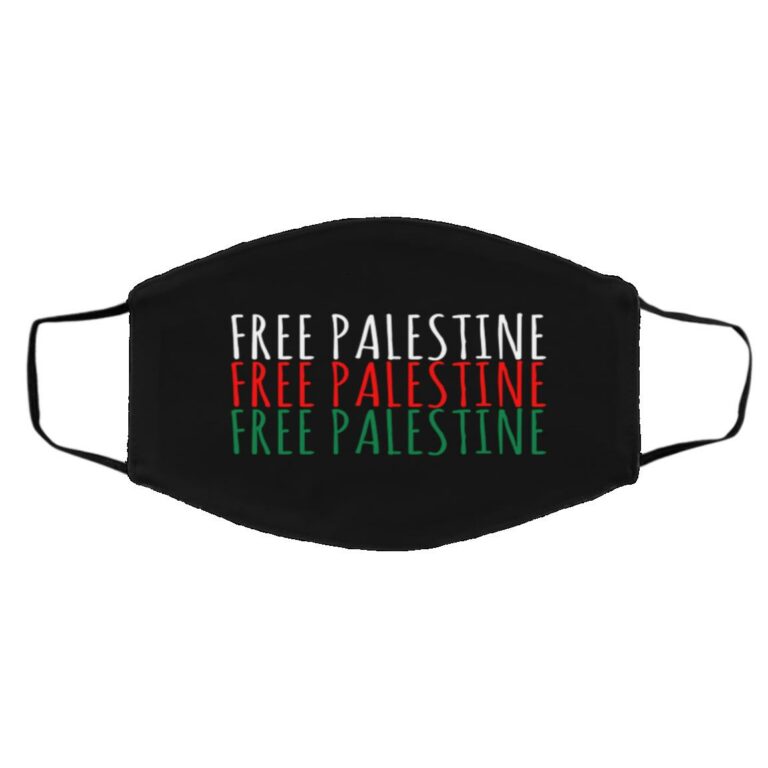 Free Palestine 1 Mask, Black, Cloth Face Cover – Medium/Large