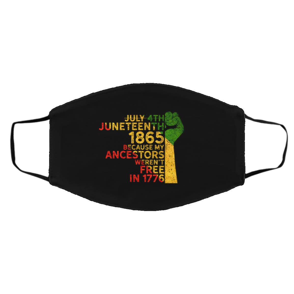 July 4th June-teenth, Black, Cloth Face Cover – Medium/Large July 4th June-teenth, Black, Cloth Face Cover – Medium/Large